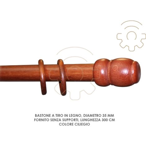 Tringle A  rideau en bois de cerisier 35 mm longueur 300 cm sans supports