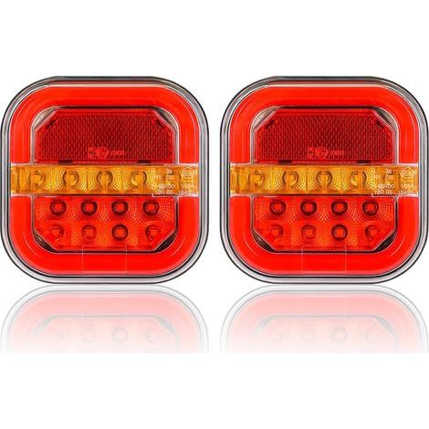 12 / 24V deux feux arrière de remorque LED affichage de freinage étanche clignotant dynamique plaque réflecteur camping - car tracteur van e - Mark (1/5)