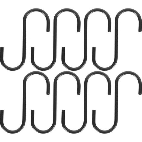 Lot de 8 crochets métalliques robustes pour penderie, en forme de S, pour suspendre pots et autres objets. (1/5)