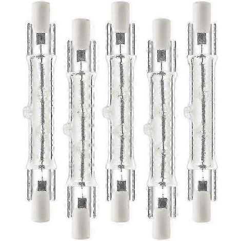 Lot de 5 ampoules halogènes linéaires R7S 118 mm 300 W 230 V, dimmables, pour la construction. (1/5)