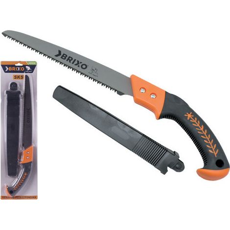 Serrucho de poda de 24 cm con funda – hoja de acero SK5 con triple diente – funda incluida