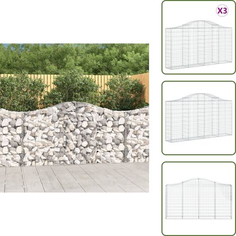 Gabionen mit Hochbogen 3 Stk. 200x30x100/120cm Verzinktes Eisen - Gabionen - Gartenzaun - Gartendeko - Eisenkonstruktion - Ziergarten (1/5)