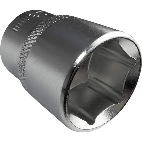 Douille de Vissage/Embout - Courte - 1/2x23mm - pour Clé/Cliquet Manuelle/Pneumatique - Corps Cylindrique - Hexagonale/6 Pans Allen - en Acier CR-V - Couleur Argent (1/2)