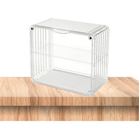 Vitrine für Figuren, Acryl, unsichtbar, Ausstellungsbox, Sammlerbox, staubdicht, schützt vor Staub, zur Präsentation kleiner Actionfiguren, transparent, weiß (1/5)