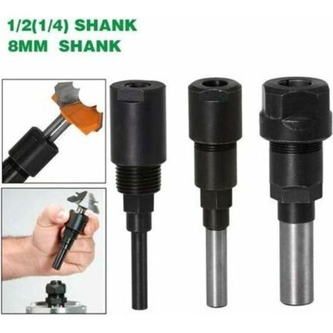 Patin à fraiseur extensible – rallonge pour porte-patine, adapté aux machines de gravure et de fraisage bois – tiges de fraise disponibles en 6,35 mm (1/4″), 8 mm et 12,7 mm (1/2″) (1/4)