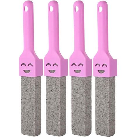 Pierre ponce pour WC - Produit nettoyant naturel - Élimine les calculs urinaires - Pierre de nettoyage avec manche - Lot de 4 - Brosse WC - Nettoyant WC (1/4)