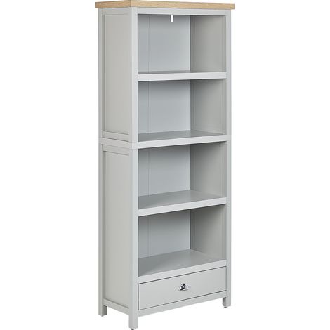 Librería 4 baldas tablero de partículas gris claro madera clara estantería Clio