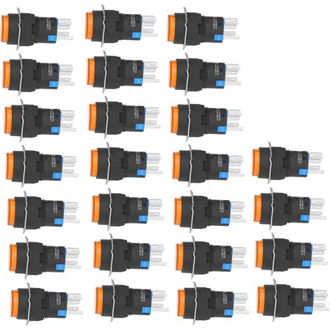Interrupteur bouton poussoir 25 pièces 16 mm mini rond à retour automatique avec voyant 12 V pour équipement d'automatisation jaune (1/5)