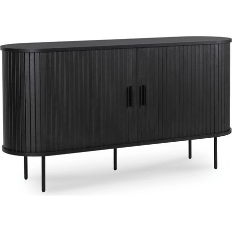 Trish Schiebekommode für das Wohnzimmer, 140 cm, Schwarz, Zweitürig, Gerillt, Modern (1/5)