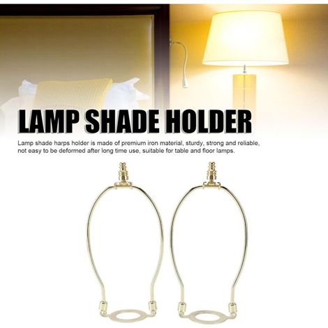 2 Pièces Support de Harpe D'abat-Jour Support Réglable, Kit de Harpe de Lampe adapté à la Fois à la Tige de Lampe Standard et à la Base de Lumière E26 Fitter Adaptateur (Gold) (1/4)