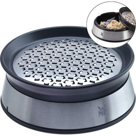 WMF Kitchen Classics 644646030 - Grattugia per zenzero con contenitore, in acciaio INOX Cromargan, colore: nero (1/4)