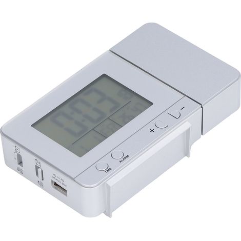 Réveil à projection rétroéclairé LED, chargement USB, multifonction avec projection de l'heure et de la température (1/5)