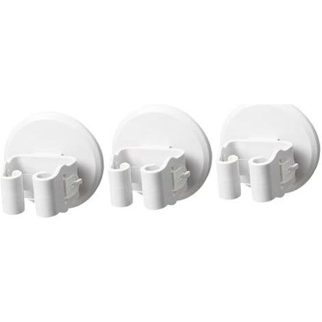 3pcs White Plastic Mop and Broom Holder Hanging Hooks, Mop Clip, Broom Clip, Mop Clip, Drill-Free Hook (1/4)