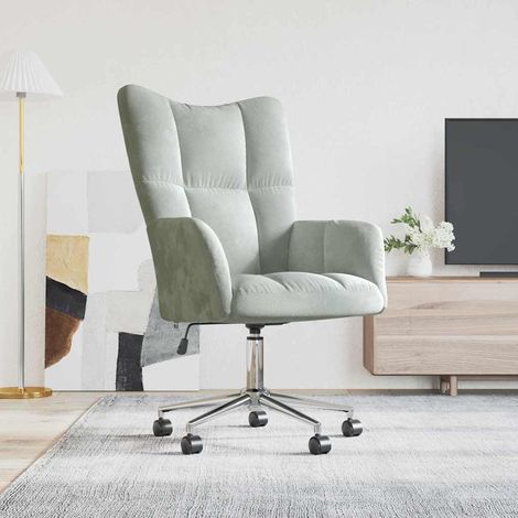 Relaxing Chair with Wheel Light Grey 69 x 61.5 x 102 cm Velvet vidaXL (1/5)