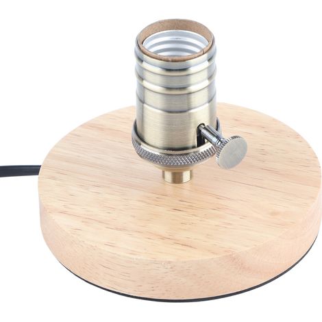 Douille E26/E27 pour lampe de table, style rétro, avec potence en bois et variateur, prise américaine 110-240 V. (1/5)