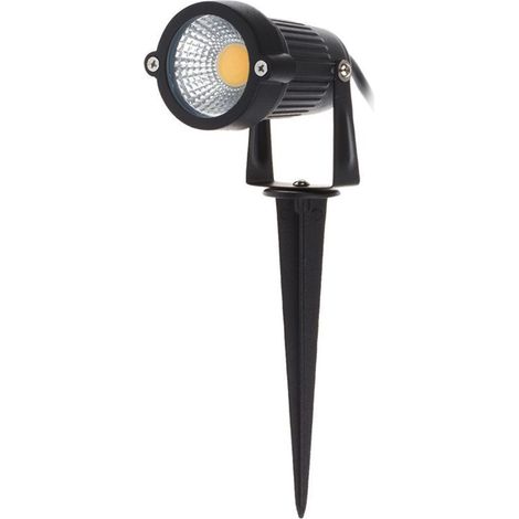 Foco LED COB de 5 W para jardín, alimentación de 12 V CC, iluminación exterior, resistente al agua IP65, luz blanca cálida, ideal para jardín, patio, terraza o entrada de vehículos. (1/5)