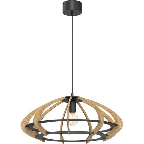 Suspension Orebo noire mat bois foncé Ø58 E27 Luminex