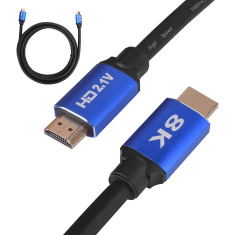 Câble HDMI 2.1 en Alliage d'Aluminium 8K Ultra HD - 3 mètres (9.84 pieds) pour Télévision et Home Cinéma (1/5)