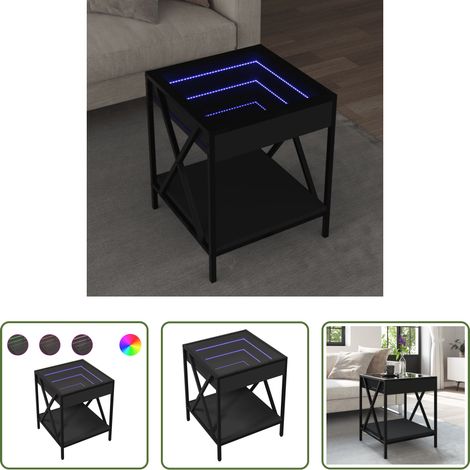 LED Beleuchtung - Couchtisch mit Infinity-LED Schwarz 40x40x49 cm (1/5)