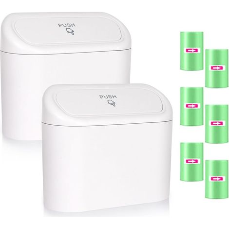 Lot de 2 poubelles auto avec 120 sacs, étanches, couvercle, organiseur suspendu, accessoire universel pour voiture. (1/5)