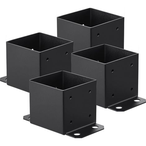 VEVOR Confezione di Supporti 4 Pezzi per Pali in Legno 152 x 152mm, Kit Base per Pali Interni 142 x 142mm in Acciaio a Carbonio per Ancoraggio Pali in Legno Ringhiere, Corrimano di Terrazze, Portici (1/5)