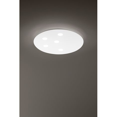 Plafonnier Led Moderne Métal Blanc Mat 77W 6160Lm, Lumière Chaude 3000K, Design Mince À Suspension Intérieur - Diamètre 70Cm - Marque Perenz (1/3)