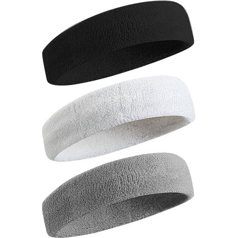 Cinta deportiva para el sudor para hombres y mujeres - Cinta para el sudor de tela de rizo de algodón, ideal para tenis, baloncesto, correr, fitness y ejercicio. (1/5)