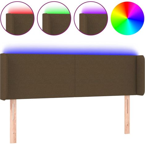 Maison Exclusive - Testiera a LED Marrone Scuro 147x16x78/88 cm in Tessuto