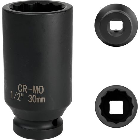 Douille à choc 30mm 1/2" 12 pans - Acier Cr-Mo - Pour écrous d'essieu et boulons industriels (1/5)