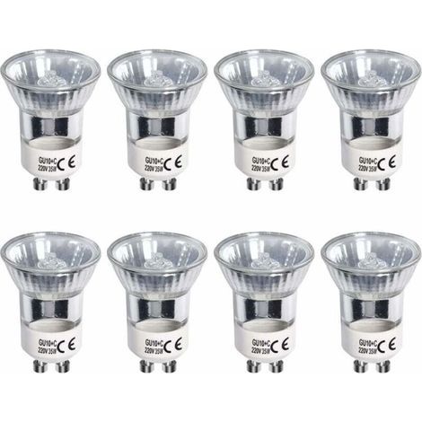 Ampoules halogènes GU10, 35W blanc chaud 2700K à intensité variable équivalent à des ampoules LED 3W 360 lumens halogènes 120 degrés pour lampe à lave, AC 220V-240V, lot de 8 (1/5)