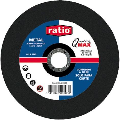Disco corte metal Quality Max Ratio - talla 230 x 3 x 22,2 mm. (1/2)