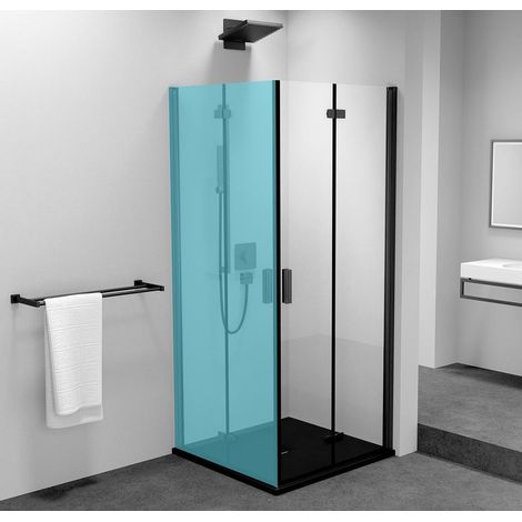 Polysan Zoom Black - Porte de douche pliante 70x200 cm, à droite, Antidrop, verre transparent/noir mat ZL4715BR (1/2)