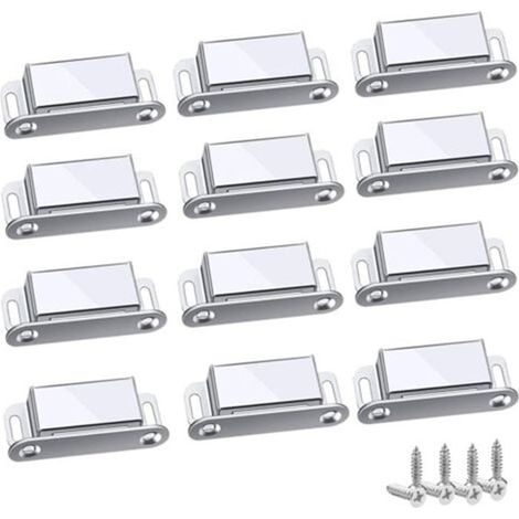 Lot de 12 loquets magnétiques 45 mm – Charge max 6 kg – Idéal portes, tiroirs, armoires et meubles (1/4)