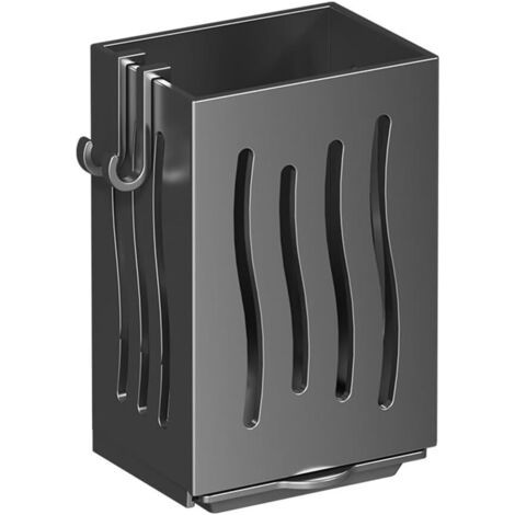 royaluxe-Égouttoir mural de cuisine, porte-couverts, boîte de rangement pour ustensiles de cuisine avec plateau d'égouttement (noir)