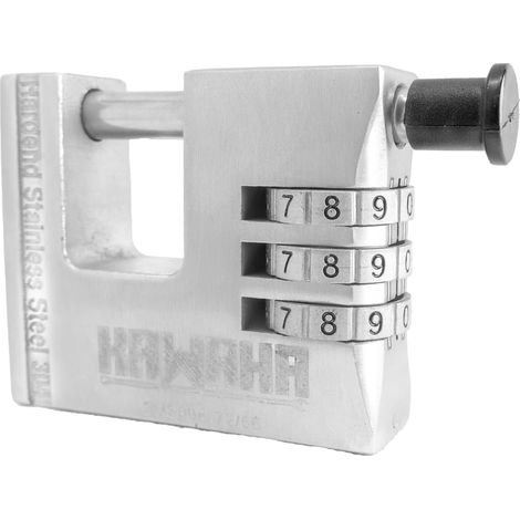 Cadenas à combinaison robuste en acier inoxydable 72/66 en forme de D résistant aux intempéries et antivol pour portes de garage, conteneurs, abris de jardin, entrepôts (1/5)