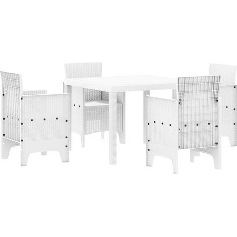 Ensemble de salle à manger pour jardin 5 pcs,Salon de jardin Blanc Rattan Polt CFW10921 (1/5)