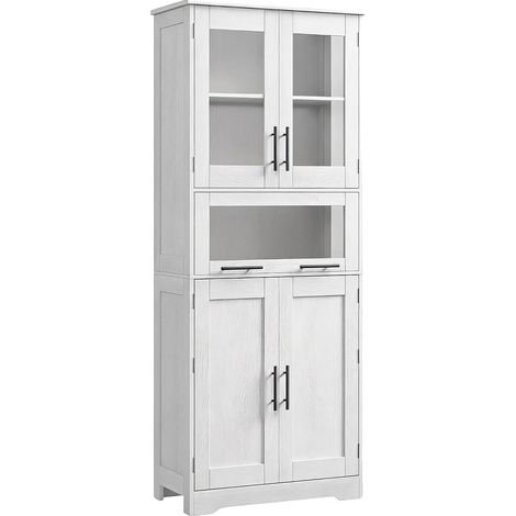 Armario de baño, 5 puertas, estantes ajustables, blanco (1/2)