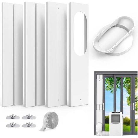 (Pour Tuyau de 13cm) Kit de Fenêtre Universel pour Climatiseur Portable de Tuyau d'échappement avec Coupleur Kit de Ventilation AC Réglable Joint en PVC pour Fenêtre Coulissante (1/5)