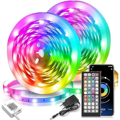 Ecleanfy - Bande LED 30 m, bande LED RGB avec télécommande et application, synchronisation musicale (1/5)