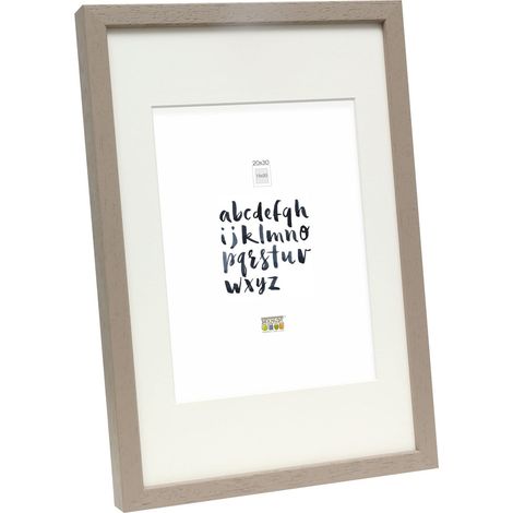 Cadre Photo avec Passepartout Bois Moulure Haut Taupe 18 x 24 (1/5)