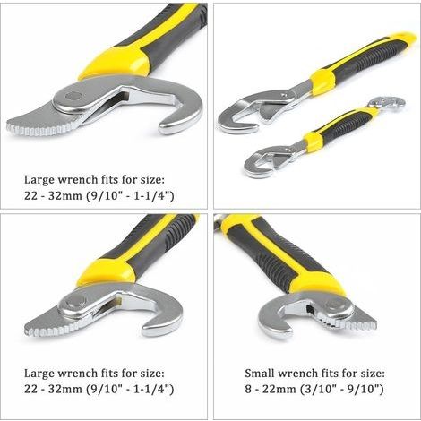 2-teiliger Universal-Kombinationsschlüsselsatz, verstellbarer Schraubenschlüssel, Multifunktionswerkzeugsatz, automatische Entriegelung, verstellbar von 9 bis 32 mm (1/4)