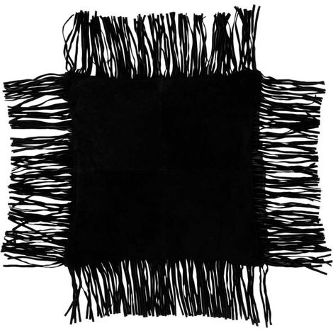 Coussin Déco à Franges "Coleman" 45x45cm Noir (1/2)