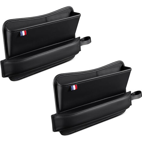 (OPB 2 pièces) Boîte de rangement en cuir PU pour console centrale de voiture, avec porte-bouteille intégré, à glisser dans l'espace entre le siège et la console. (1/5)