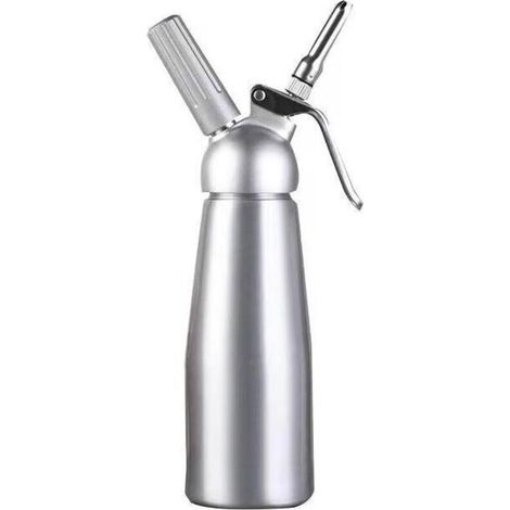 Professioneller Sahnespender (500 ml) mit 3 Edelstahldüsen, Aluminiumgehäuse, für Mousses und Sahne, inklusive Gaskartusche (1/2)