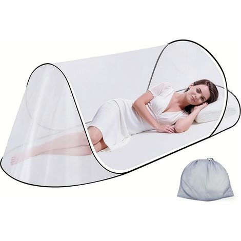 Moustiquaire De Voyage Pop Up, Moustiquaire Pliable, pour Le Camping, Les Voyages Et La Maison, Protection à 360° avec Fermeture éClair,Installation Facile Et Rapide (200 X 80 X 56 Cm) (1/5)