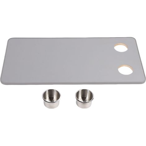 Plateau de Table de remplacement pour camping-car, avec 2 porte-gobelets, 31,49x15,74 pouces, panneau de bateau en bois massif pour remorque, camping-car, pont de Yacht, gris n° 01 (1/5)