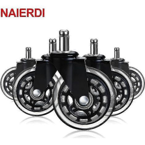 Roulettes pivotantes en caoutchouc pour chaise de bureau, roulettes de rechange supportant jusqu'à 60 kg, style rollerblade, 10 mm
