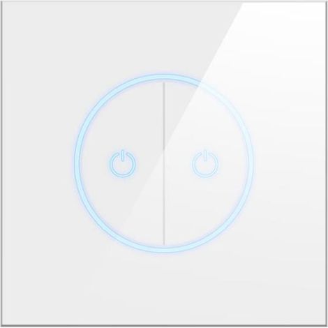 2 unités, interrupteur tactile WiFi, panneau verre trempé 2gang, compatible Tuya/Alexa/Google Home, pour éclairage intérieur