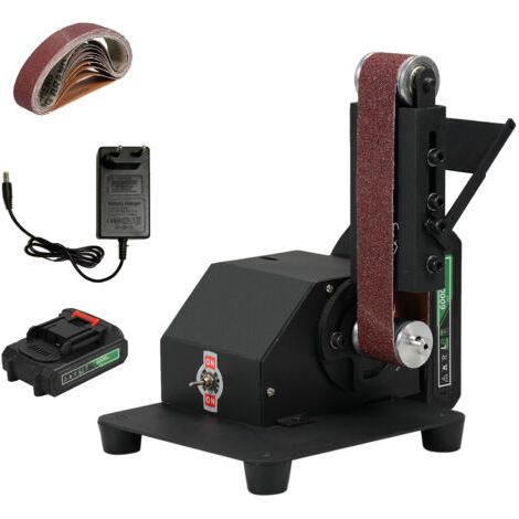 Pair - Mini ponceuse à bande électrique 250 W, ponceuse d'établi, petite polisseuse avec 10 courroies, pour bricolage, travail du bois, résine, fabrication de bijoux, couteau (1/5)