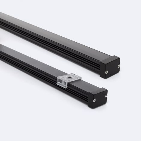 Profilo Alluminio Impermeabile IP65 Superficie 2m per Striscia LED fino a 10mm Nero 2 m Nero traslucido